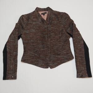 Ann Taylor Black, Brown, White, Pink Blazer Women’s Size 6‎ Crop Moto Style